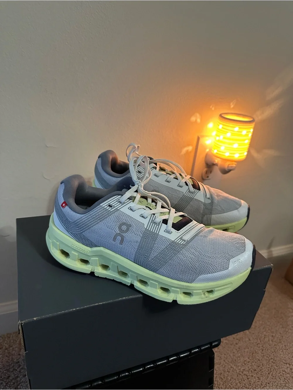 On Cloudgo, Women’s Athletic Shoes in Light Gray and Pale Yellow, Size 8.5